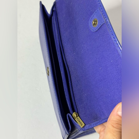 FOSSIL MEMOIR DEEP VIOLET FLAP CHECKBOOK CLUTCH PURSE WALLET - Picture 8 of 10